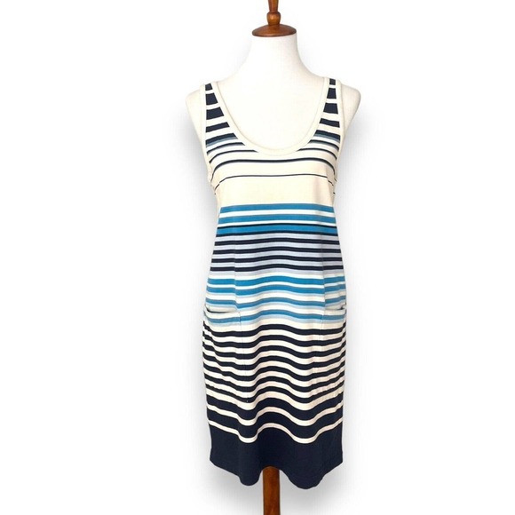 Marc by Marc Jacobs Dresses & Skirts - Marc by Marc Jacobs White & Blue Scoop Neck Striped Tank Dress Size Medium